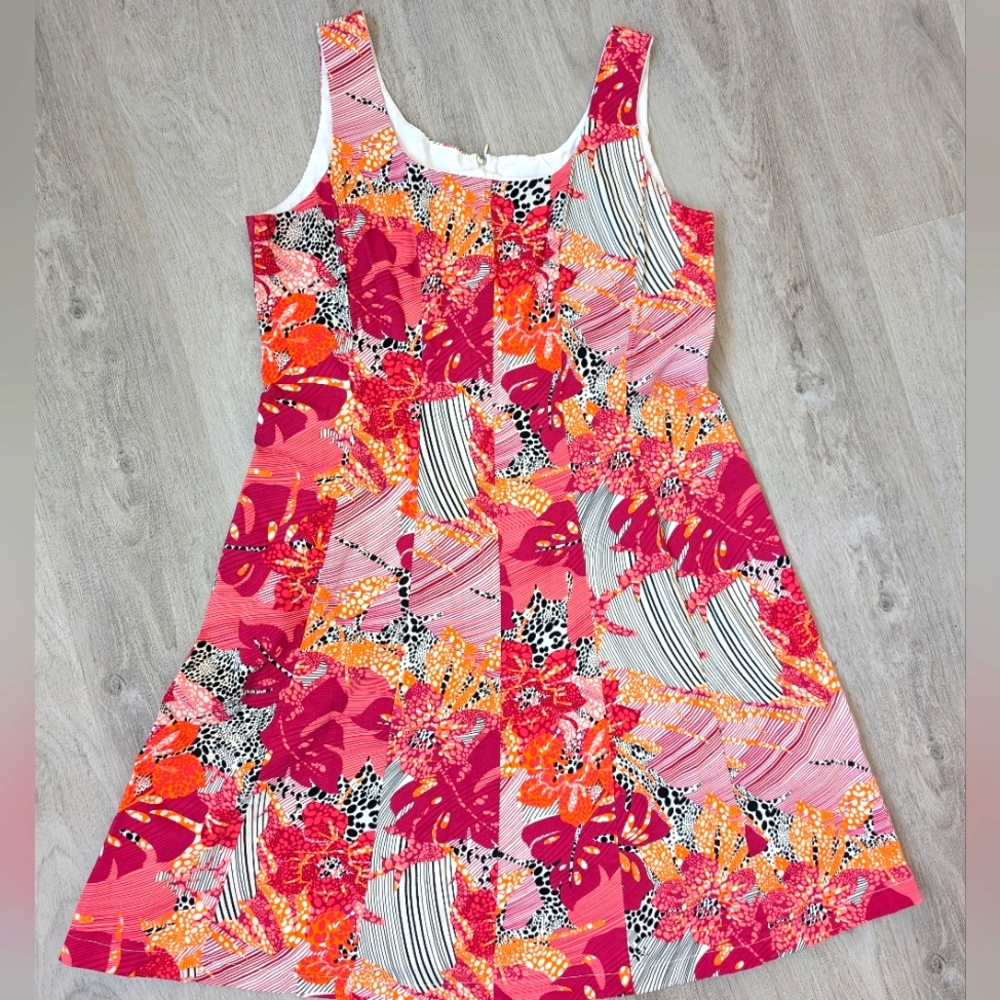Pink and Orange Sleeveless Scoop Neck Sundress